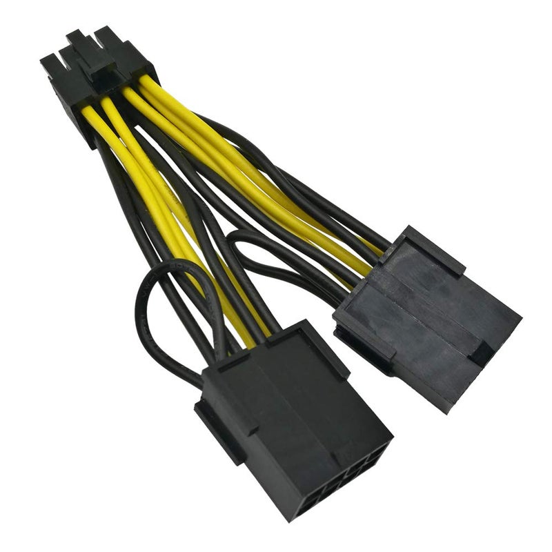 COMeap كابل طاقة بطاقة الرسوميات COMeap NVIDIA 030-0571-000 محول 8 دبابيس ذكر إلى مزدوج PCIe 8 دبابيس أنثى لتيسلا K80/M40/M60/P40/P100 بطول 4 بوصات (عبوة من 2) (10 سم) - Image 1